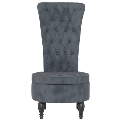 vidaXL High Back Chair Light Grey Velvet Button Design