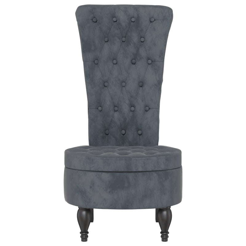 vidaXL High Back Chair Light Grey Velvet Button Design