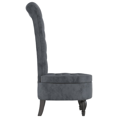 vidaXL High Back Chair Light Grey Velvet Button Design