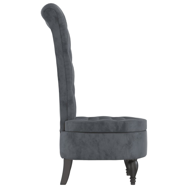 vidaXL High Back Chair Light Grey Velvet Button Design