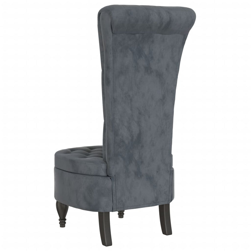 vidaXL High Back Chair Light Grey Velvet Button Design