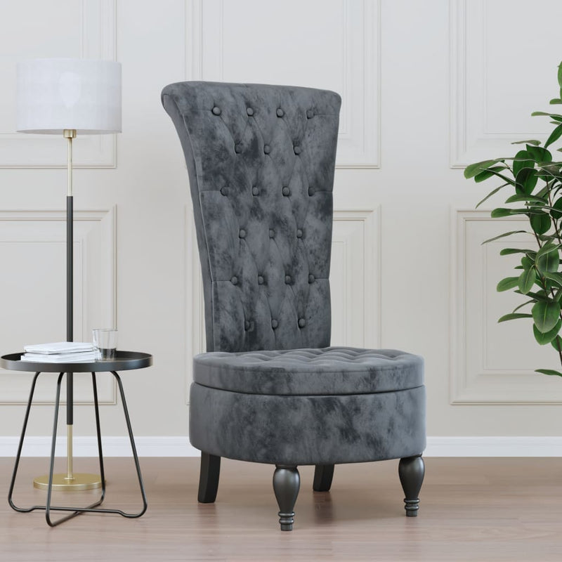 vidaXL High Back Chair Light Grey Velvet Button Design