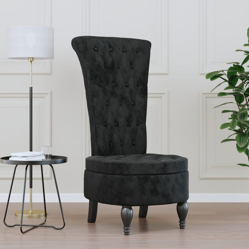 vidaXL High Back Chair Light Grey Velvet Button Design