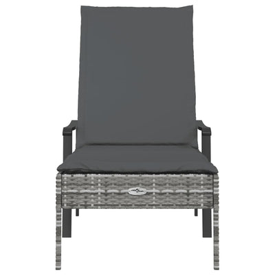 vidaXL Sun Lounger with Cushion Grey Poly Rattan