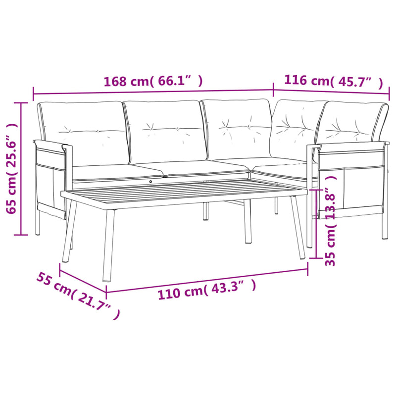 vidaXL 2 Piece Garden Lounge Set  Anthracite Steel