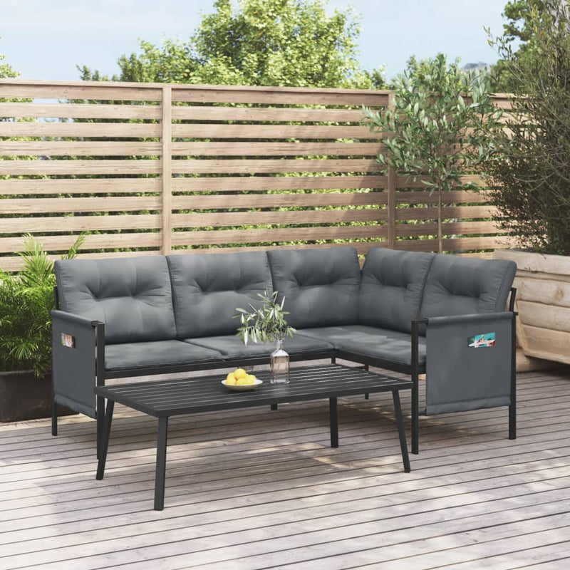 vidaXL 2 Piece Garden Lounge Set  Anthracite Steel