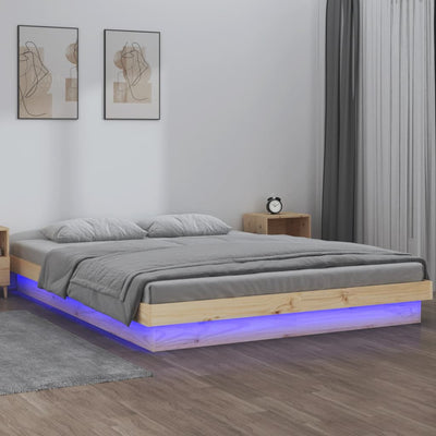 vidaXL LED Bed Frame without Mattress White 150x200 cm Solid Wood