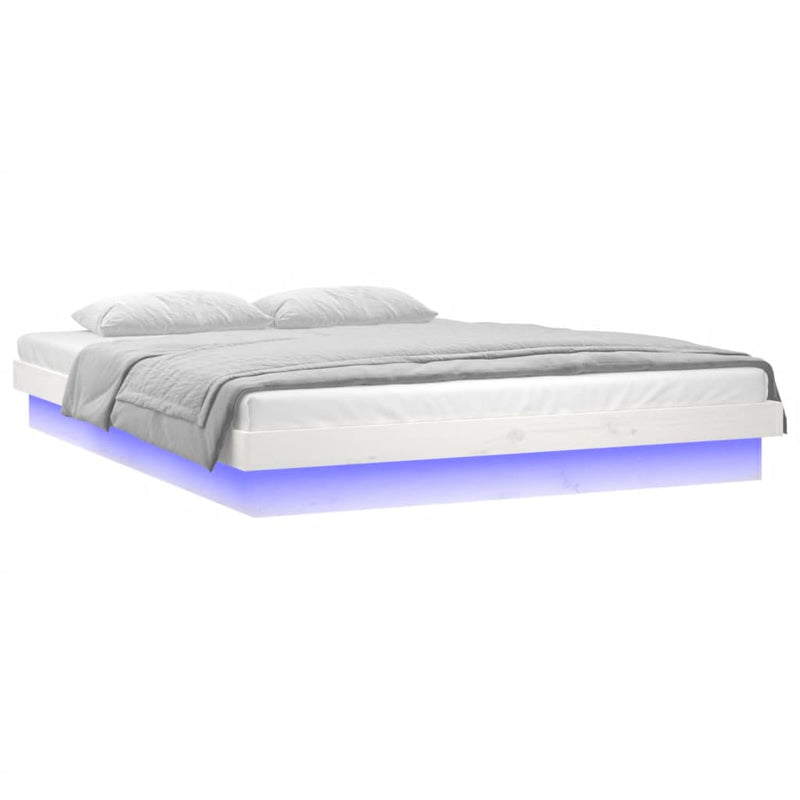 vidaXL LED Bed Frame without Mattress White 150x200 cm Solid Wood
