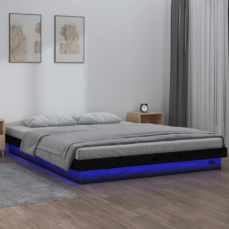 vidaXL LED Bed Frame without Mattress White 150x200 cm Solid Wood