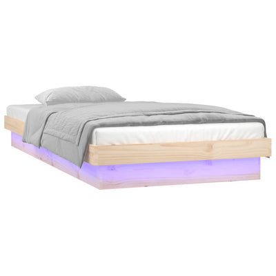vidaXL LED Bed Frame without Mattress White 90x190 cm Solid Wood