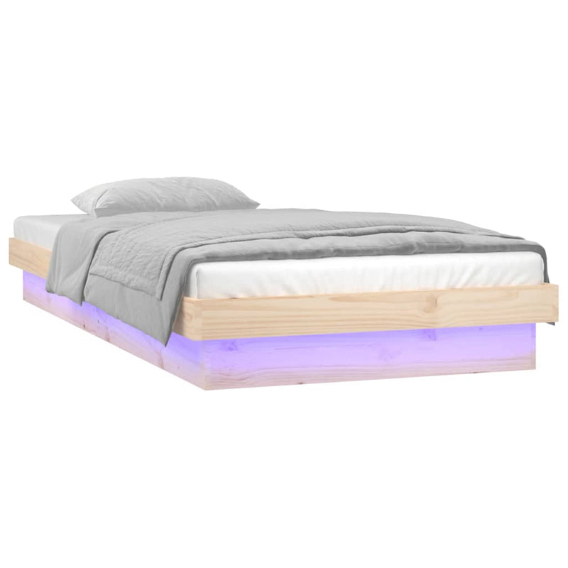 vidaXL LED Bed Frame without Mattress White 90x190 cm Solid Wood