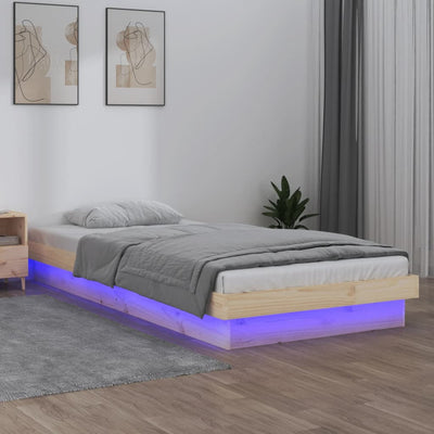 vidaXL LED Bed Frame without Mattress White 90x190 cm Solid Wood