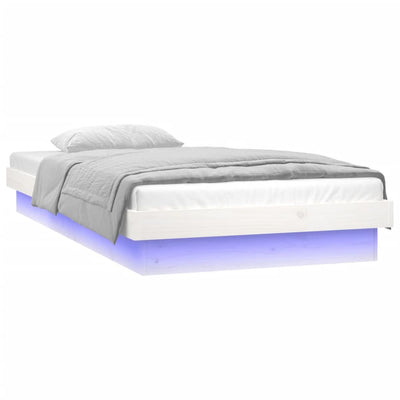 vidaXL LED Bed Frame without Mattress White 90x190 cm Solid Wood