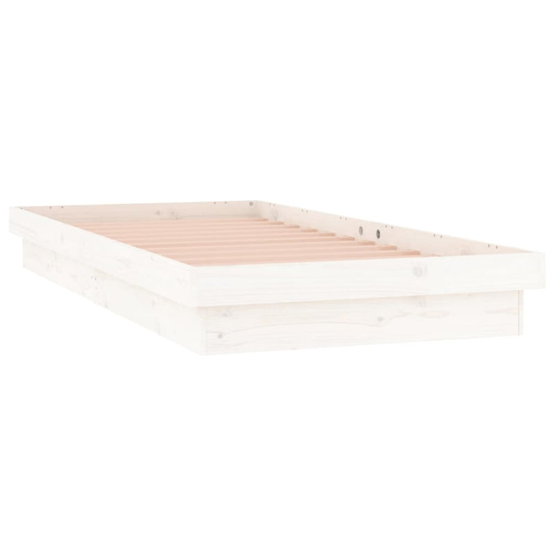 vidaXL LED Bed Frame without Mattress White 90x190 cm Solid Wood