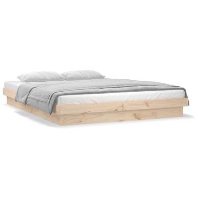 vidaXL LED Bed Frame without Mattress 135x190 cm Solid Wood