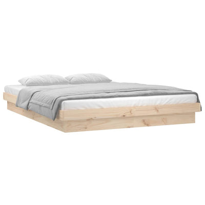 vidaXL LED Bed Frame without Mattress 135x190 cm Solid Wood