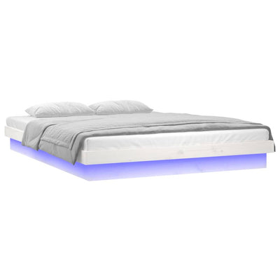 vidaXL LED Bed Frame without Mattress 135x190 cm Solid Wood