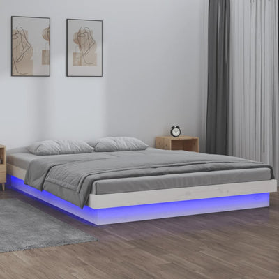 vidaXL LED Bed Frame without Mattress 135x190 cm Solid Wood