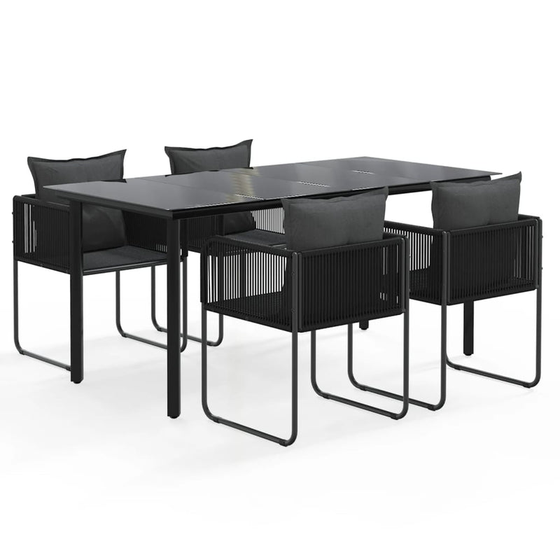 vidaXL 7 Piece Garden Dining Set Black