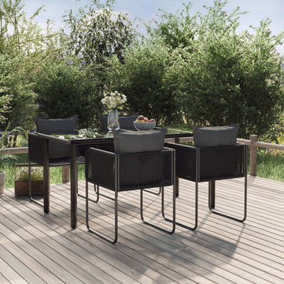 vidaXL 7 Piece Garden Dining Set Black