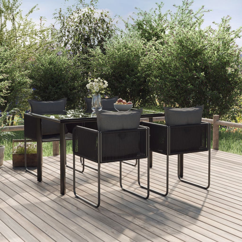 vidaXL 7 Piece Garden Dining Set Black