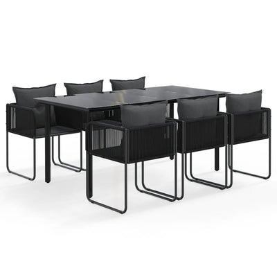 vidaXL 7 Piece Garden Dining Set Black