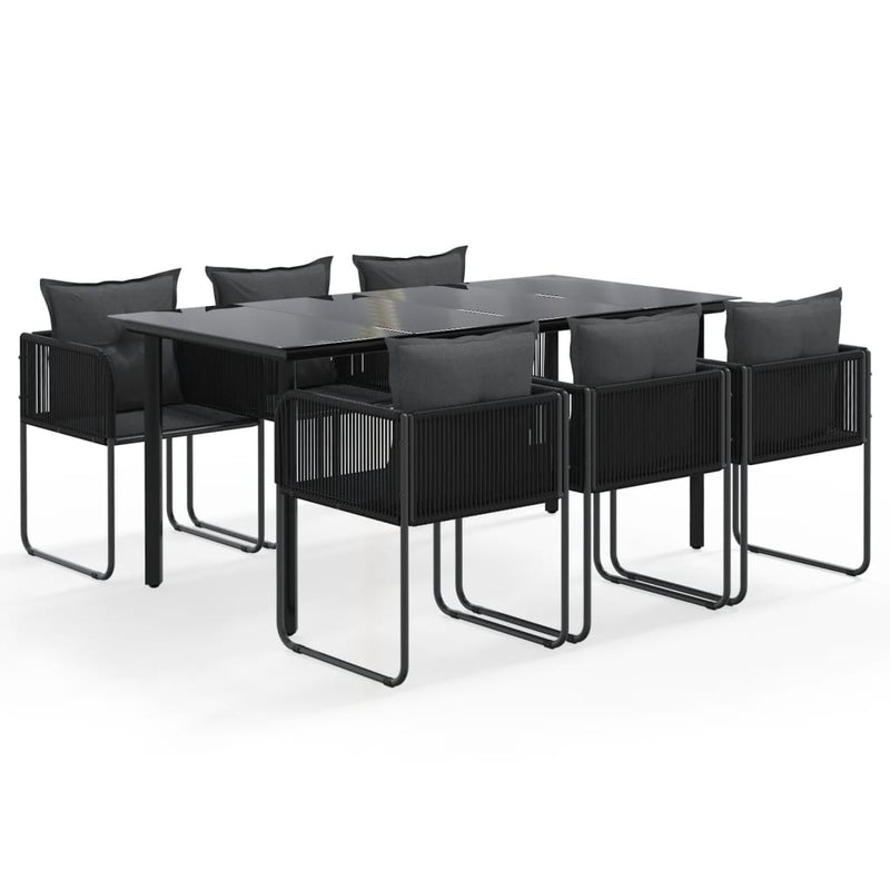 vidaXL 7 Piece Garden Dining Set Black