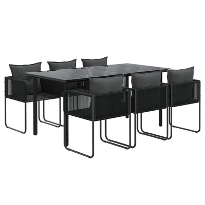 vidaXL 7 Piece Garden Dining Set Black