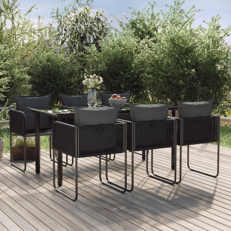 vidaXL 7 Piece Garden Dining Set Black