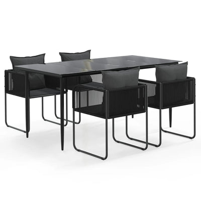 vidaXL 7 Piece Garden Dining Set Black