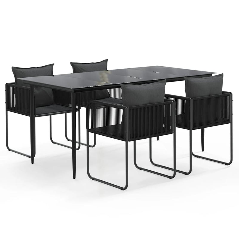 vidaXL 7 Piece Garden Dining Set Black