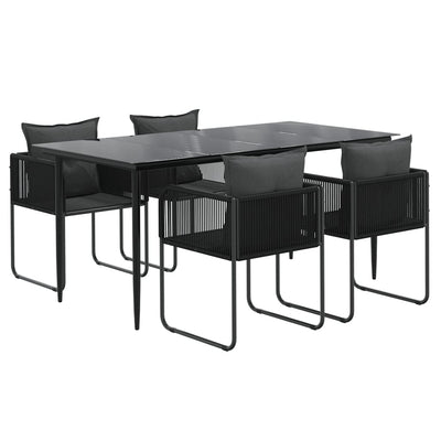 vidaXL 7 Piece Garden Dining Set Black