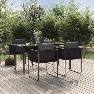 vidaXL 7 Piece Garden Dining Set Black