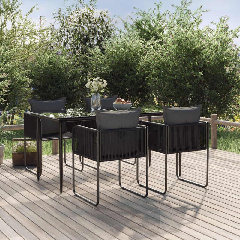 vidaXL 7 Piece Garden Dining Set Black