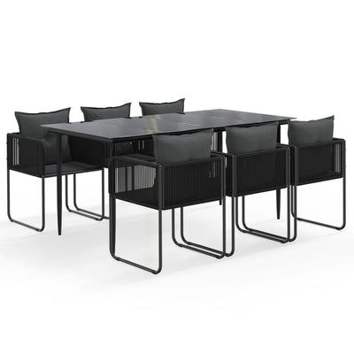 vidaXL 7 Piece Garden Dining Set Black