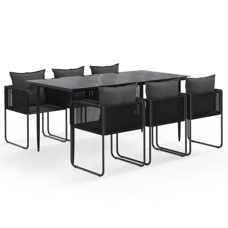 vidaXL 7 Piece Garden Dining Set Black