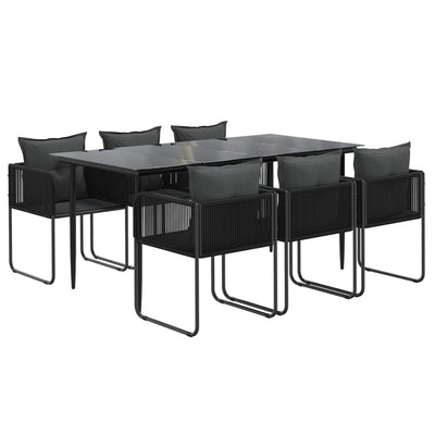 vidaXL 7 Piece Garden Dining Set Black