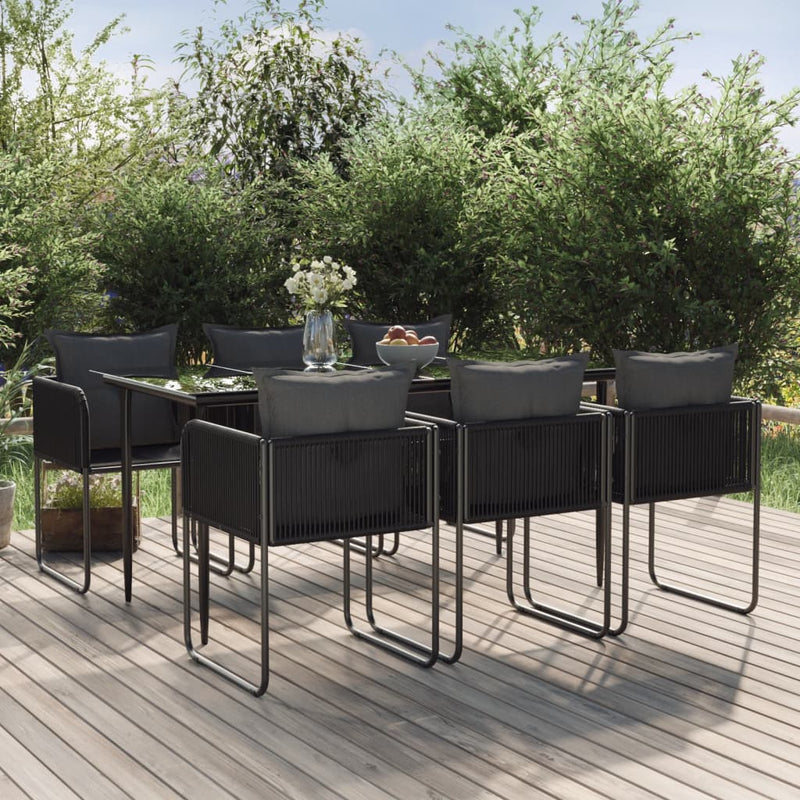 vidaXL 7 Piece Garden Dining Set Black