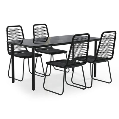 vidaXL 7 Piece Garden Dining Set Black