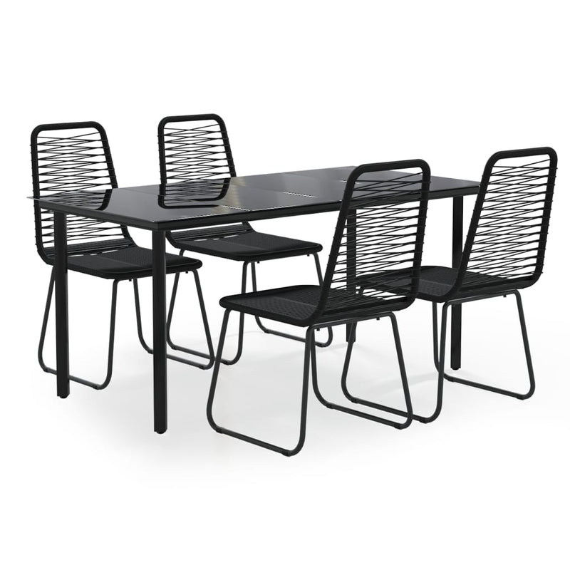 vidaXL 7 Piece Garden Dining Set Black