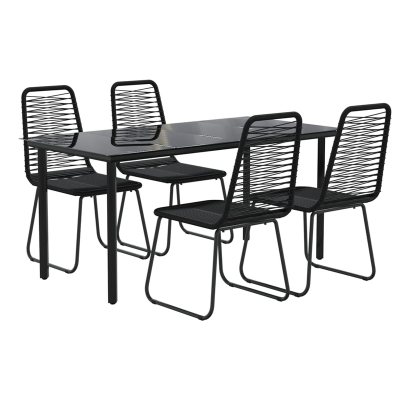 vidaXL 7 Piece Garden Dining Set Black