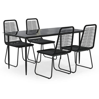 vidaXL 7 Piece Garden Dining Set Black