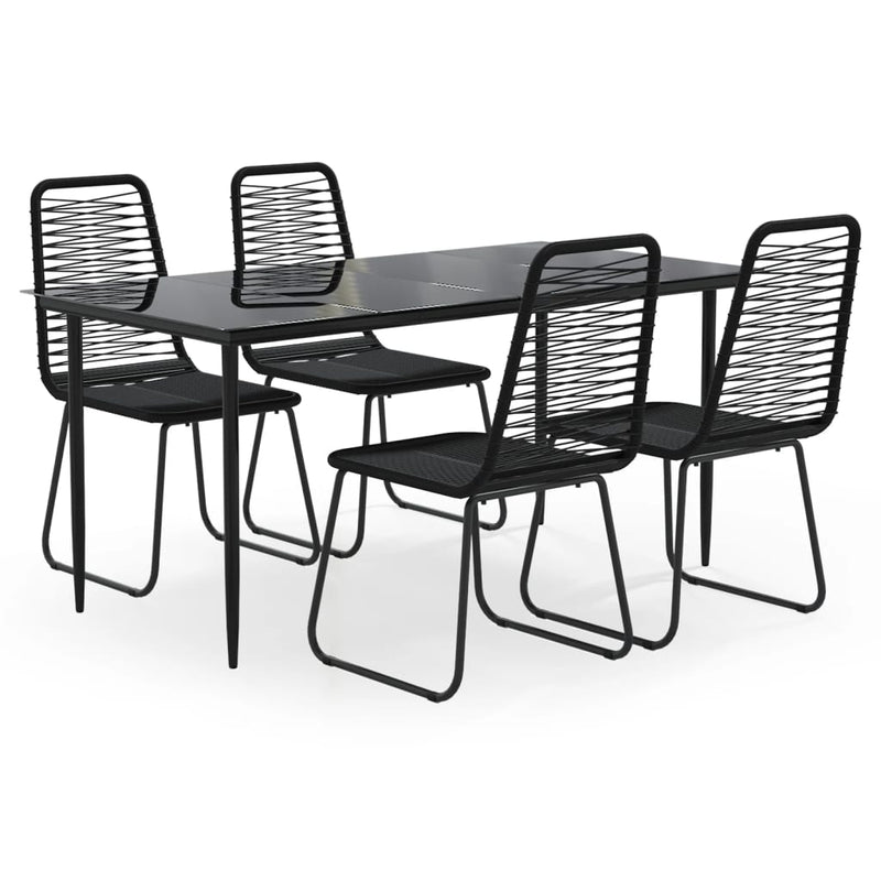 vidaXL 7 Piece Garden Dining Set Black