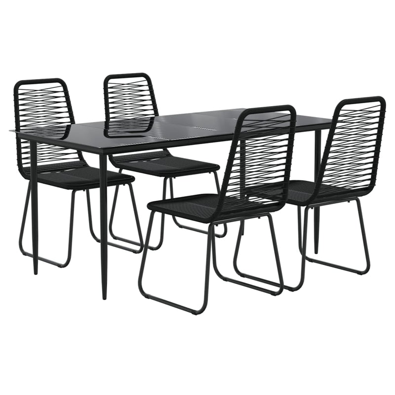 vidaXL 7 Piece Garden Dining Set Black