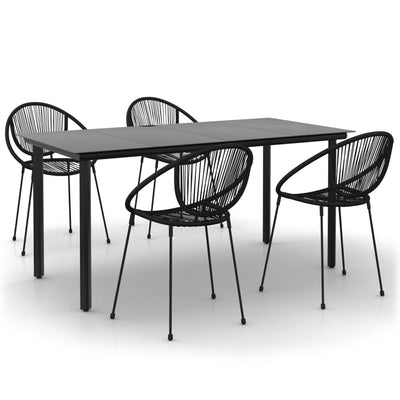 vidaXL 7 Piece Garden Dining Set Black PVC Rattan