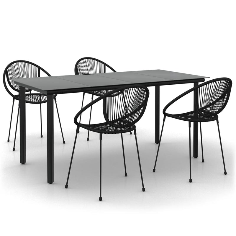 vidaXL 7 Piece Garden Dining Set Black PVC Rattan