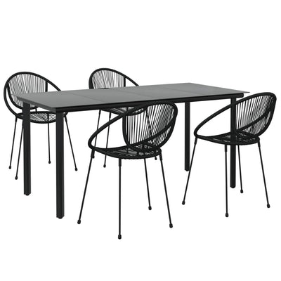 vidaXL 7 Piece Garden Dining Set Black PVC Rattan
