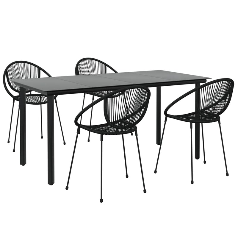 vidaXL 7 Piece Garden Dining Set Black PVC Rattan