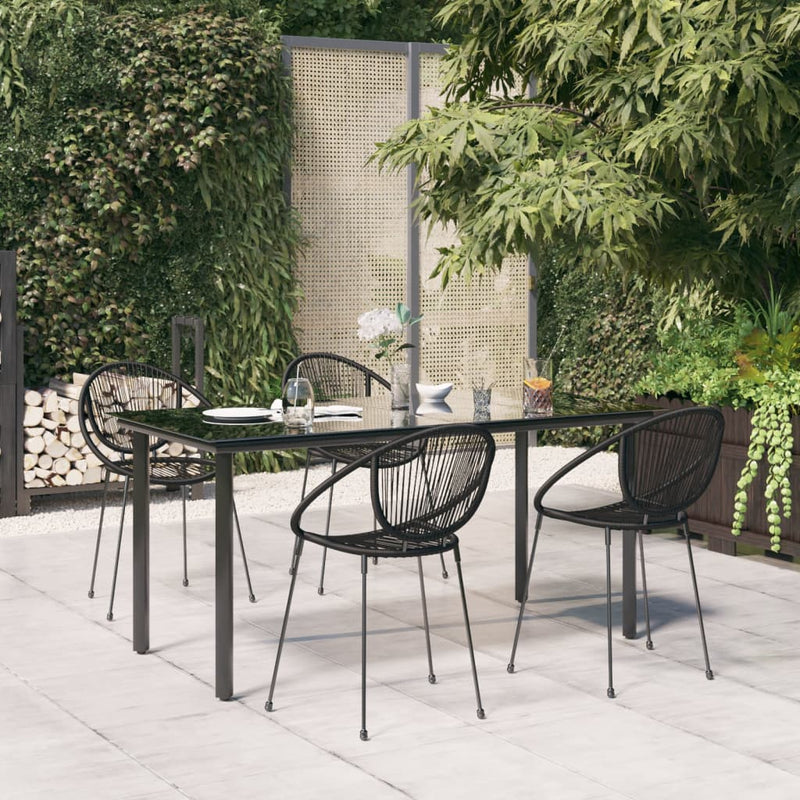vidaXL 7 Piece Garden Dining Set Black PVC Rattan