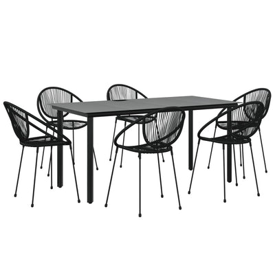 vidaXL 7 Piece Garden Dining Set Black PVC Rattan